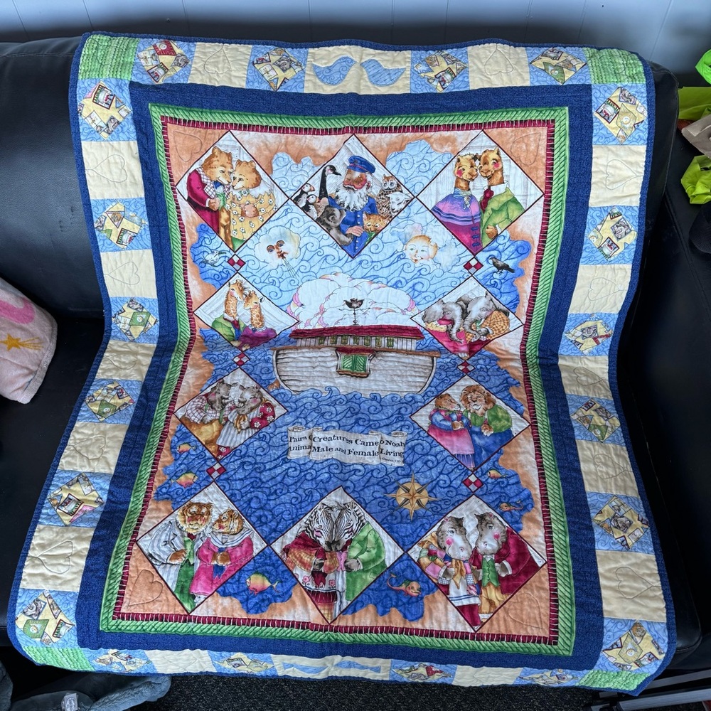 Handmade Noah’s Ark Baby Quilt